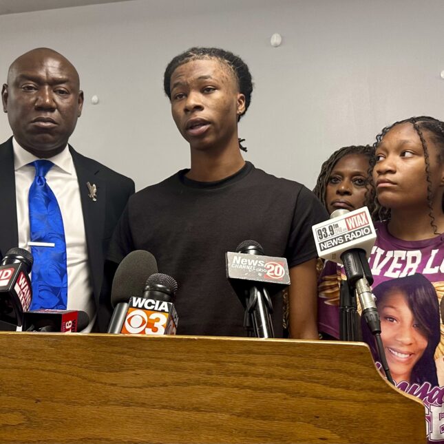 Surrounded by more than five family members, Malachi Hill Massey, a 17-year-old Black teenager, speaks at a press conference about his mother, Sonya Massey, who was fatally shot by a Sangamon County Sheriff's deputy — first opinion coverage from STAT
